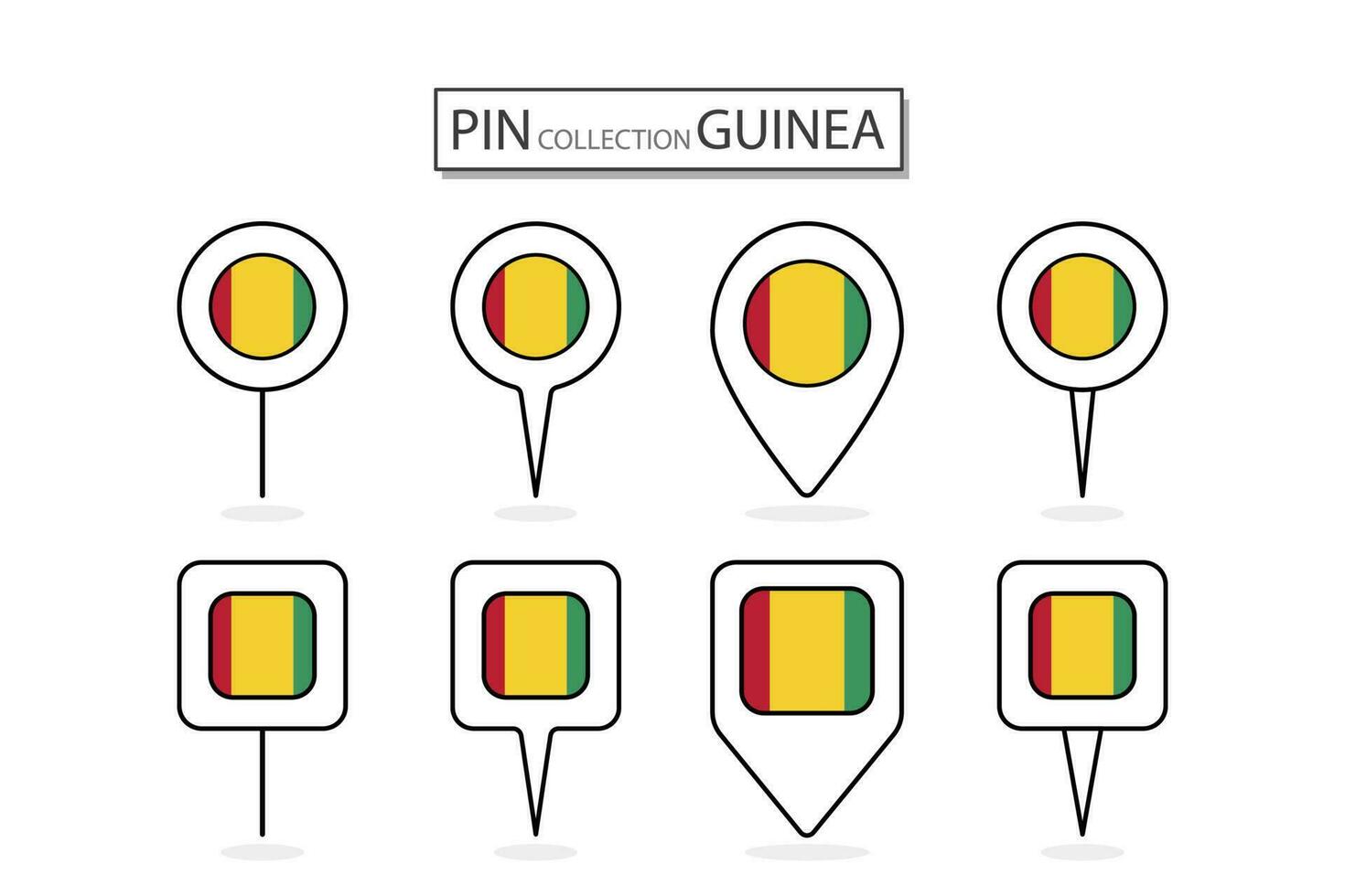 einstellen von eben Stift Guinea Flagge Symbol im vielfältig Formen eben Stift Symbol Illustration Design. vektor