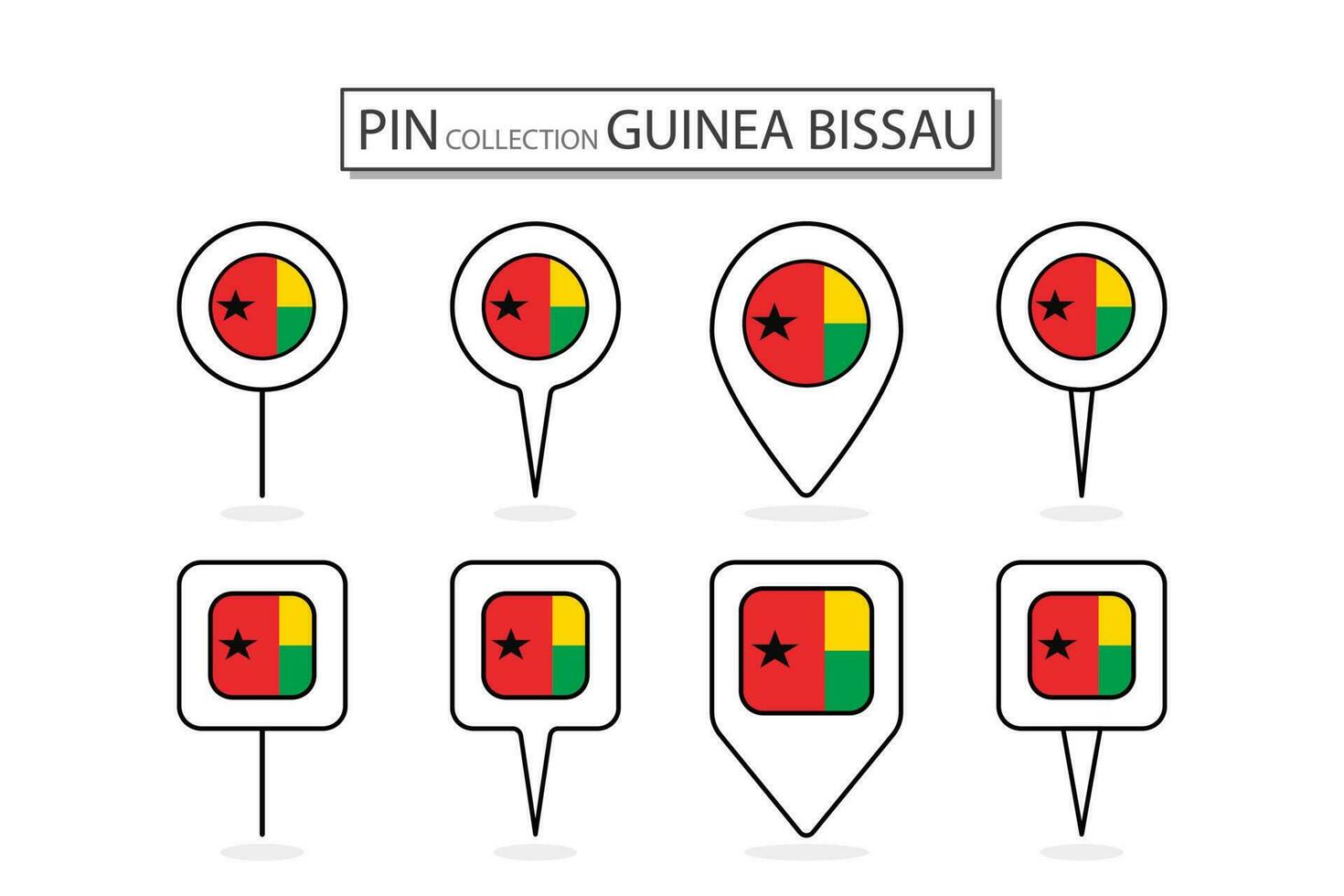 uppsättning av platt stift guinea bissau flagga ikon i olika former platt stift ikon illustration design. vektor