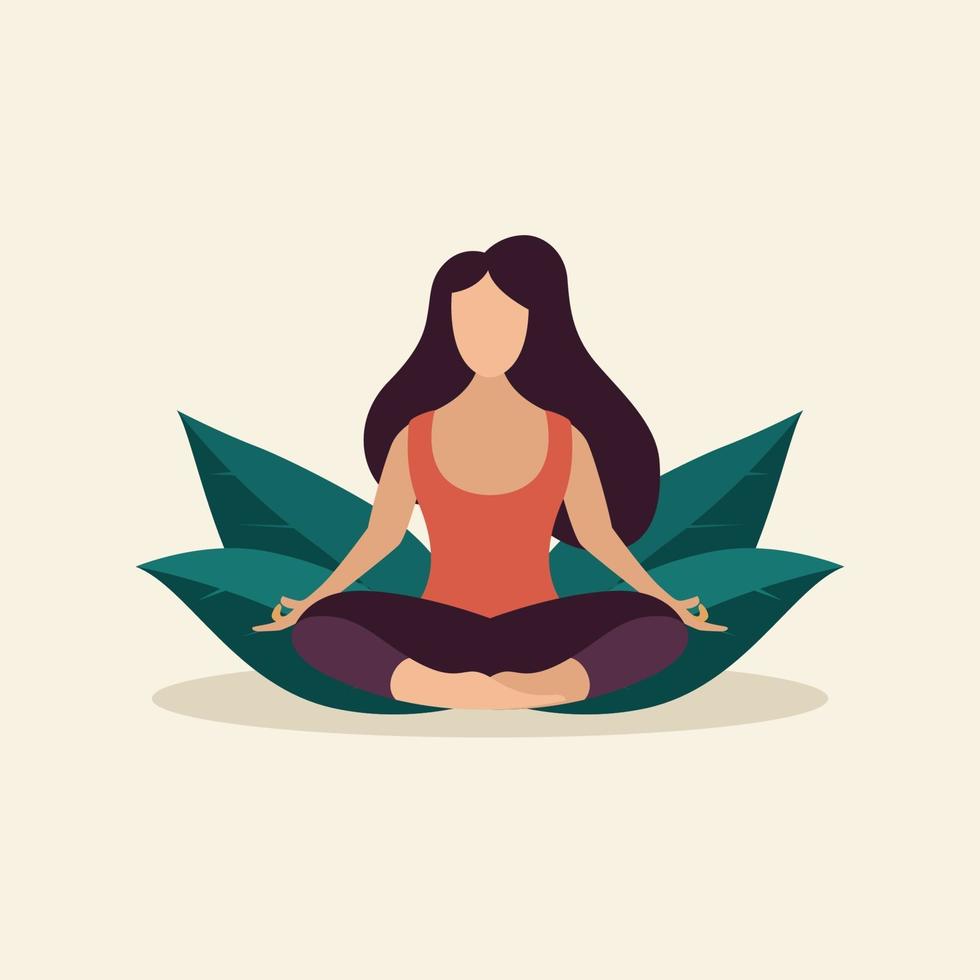 kvinna meditation design koncept platt illustration vektor