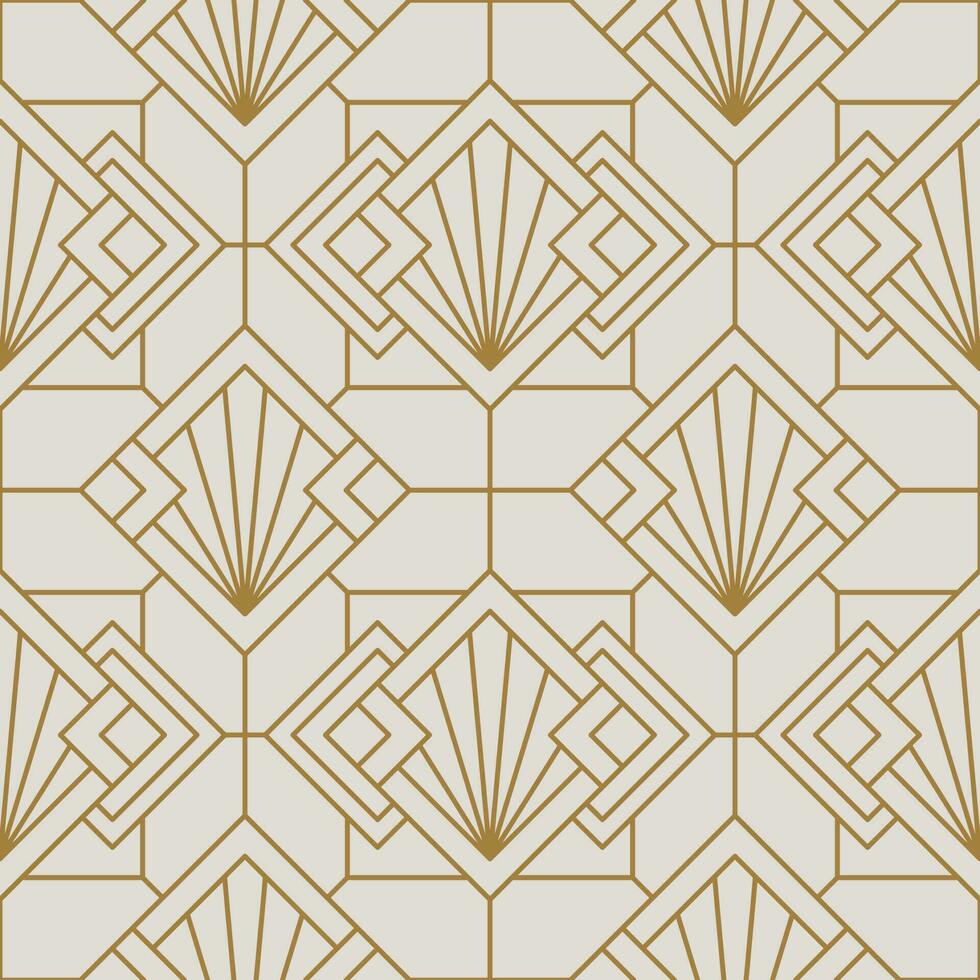 årgång konst deco sömlös mönster. linje konst geometrisk guld former. modern ornament vektor illustration. gatsby retro elegant bakgrund för tyg, tapet eller omslag