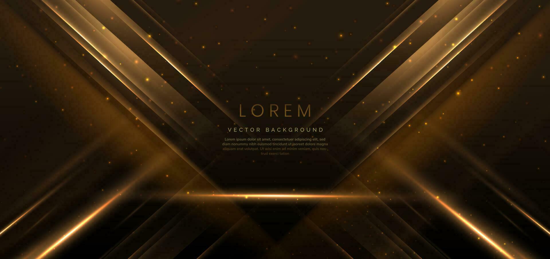 Elegantes goldenes Dreieck, das mit Lichteffekten auf dunkelbraunem Hintergrund leuchtet. Vorlage Premium-Award-Design. vektor