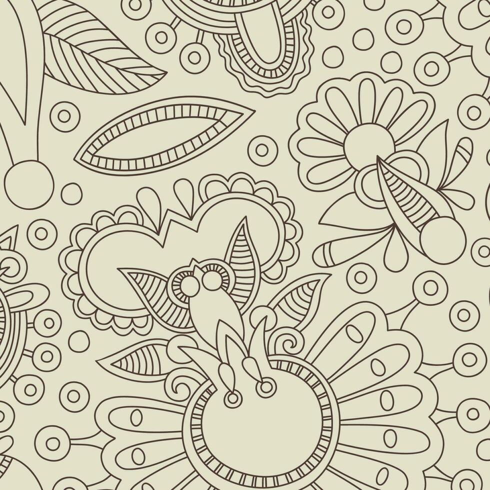 klassisk stil bakgrund med blommig prydnad, batik teckning. vektor