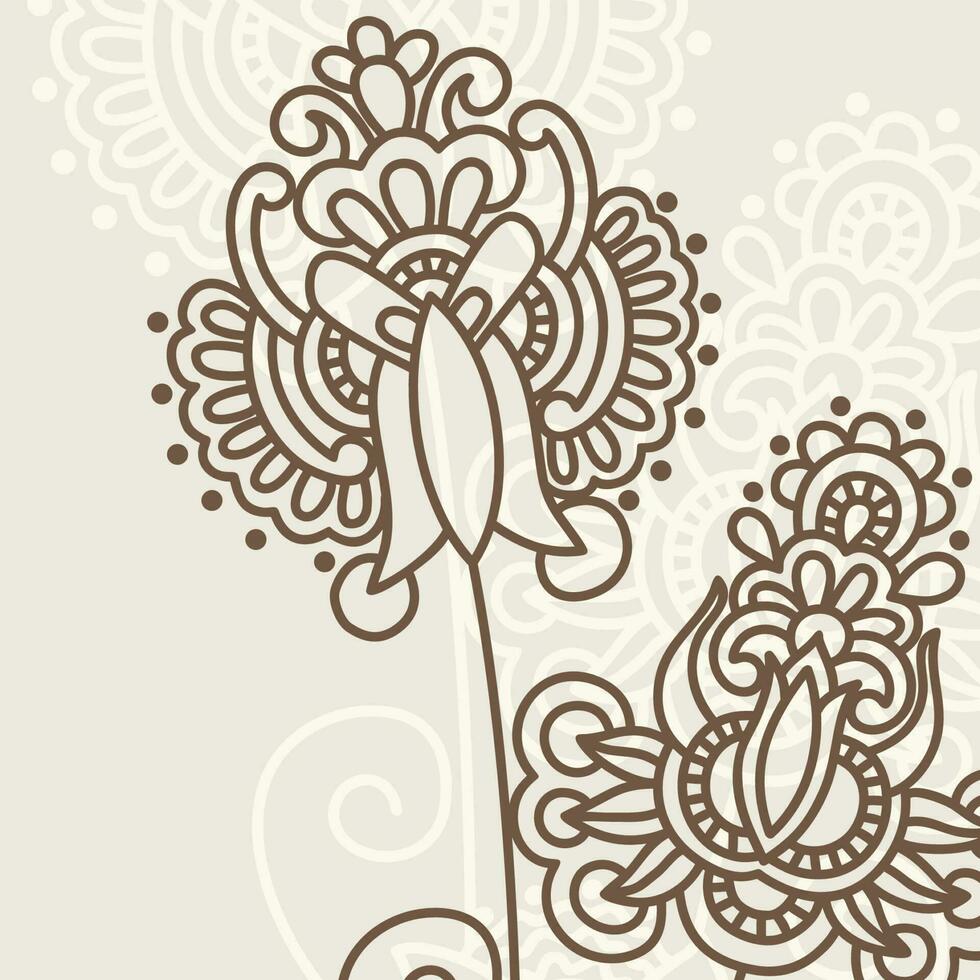 klassisch Stil Hintergrund mit Blumen- Ornament, Batik Zeichnung. vektor