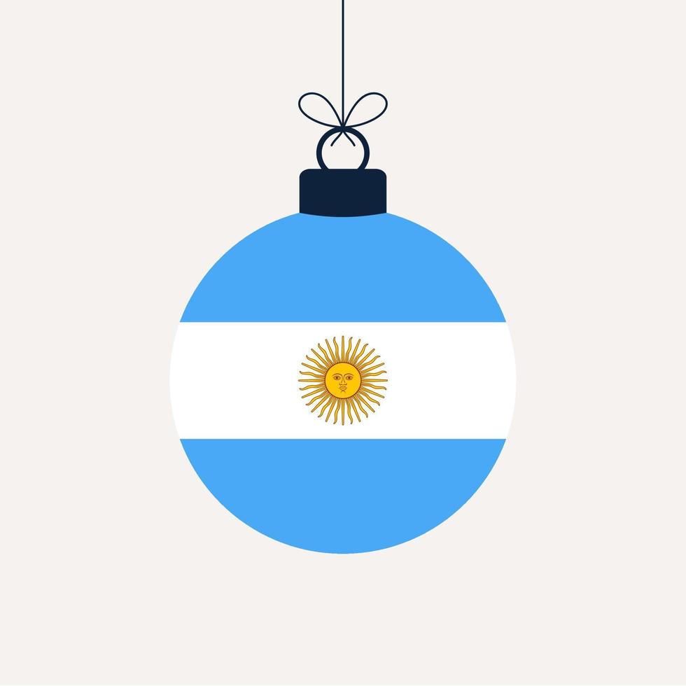 jul boll med argentinska flaggan. gratulationskort vektorillustration. god julboll med flagga isolerad på vit bakgrund vektor