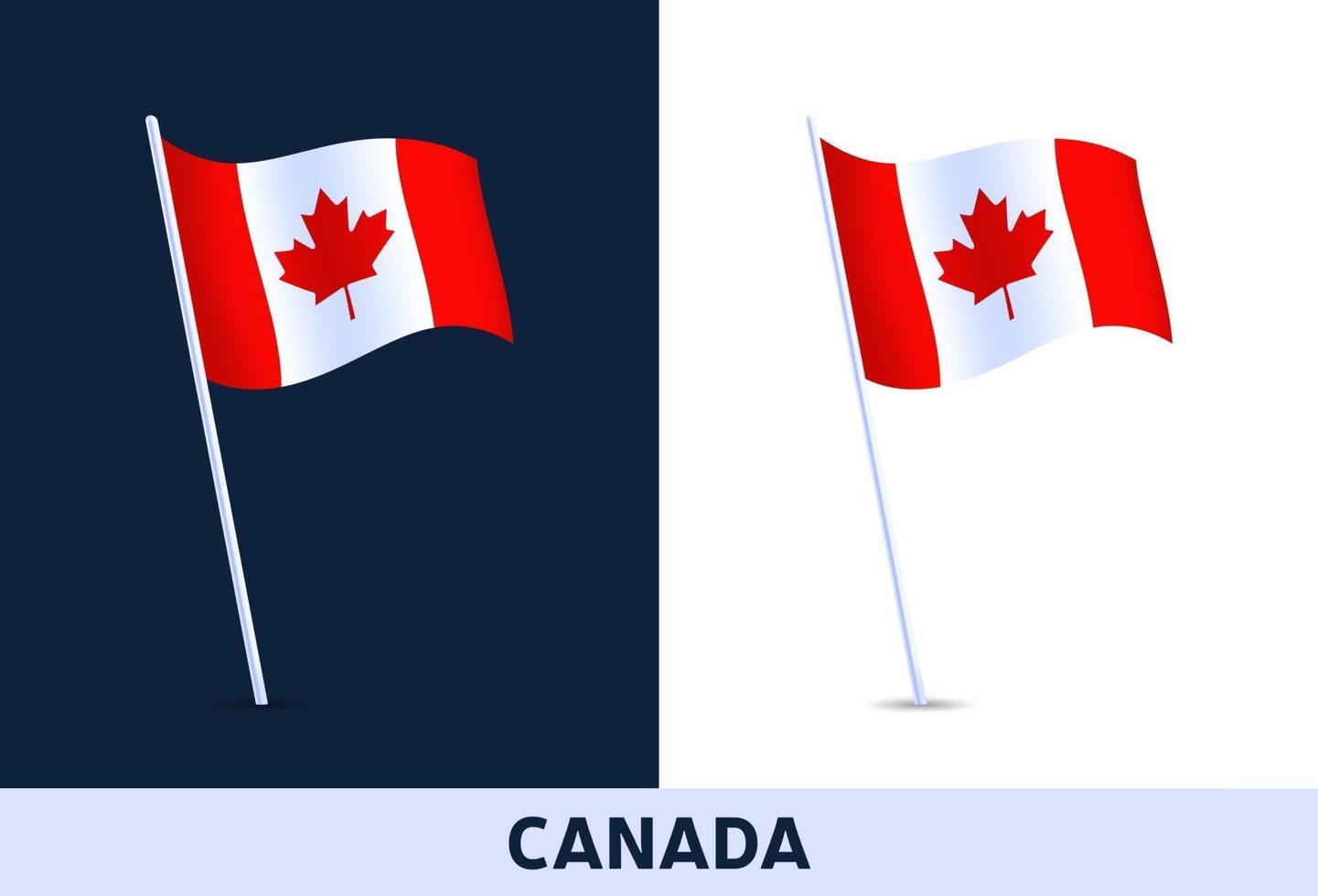 Kanada Vektor Flagge. winkende Nationalflagge von Italien lokalisiert auf weißem und dunklem Hintergrund. offizielle Farben und Anteil der Flagge. Vektorillustration.