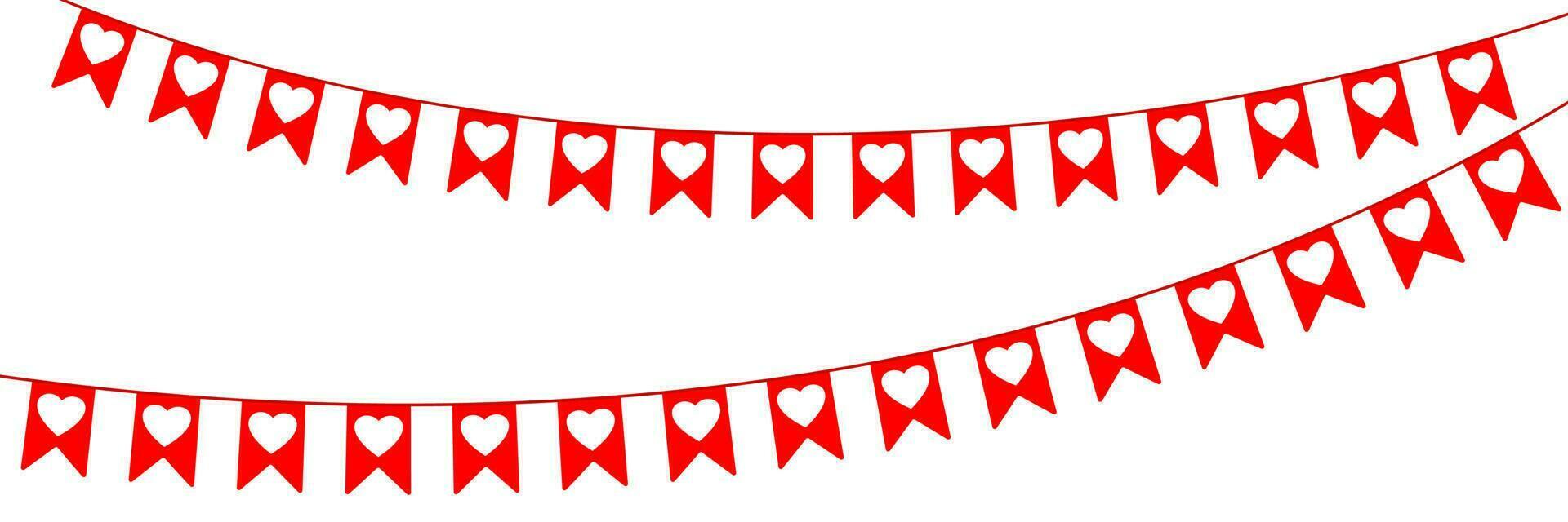Flaggen zum Party. Valentinstag Tage. Liebe und rot Herz Folge10. vektor