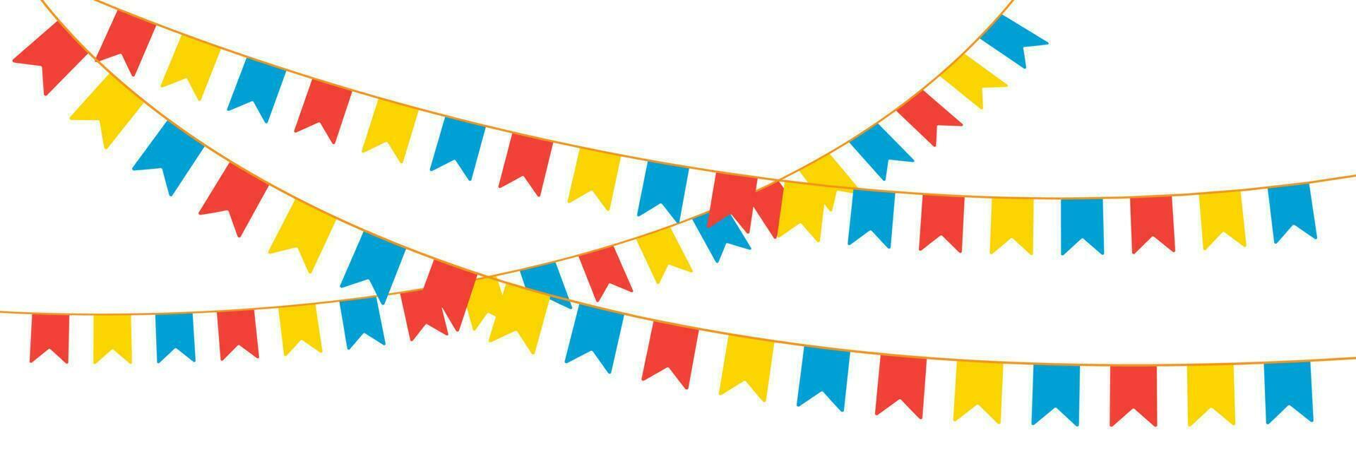 Rot, Blau und Gelb. bunt Party Hintergrund mit Flaggen Vektor. vektor