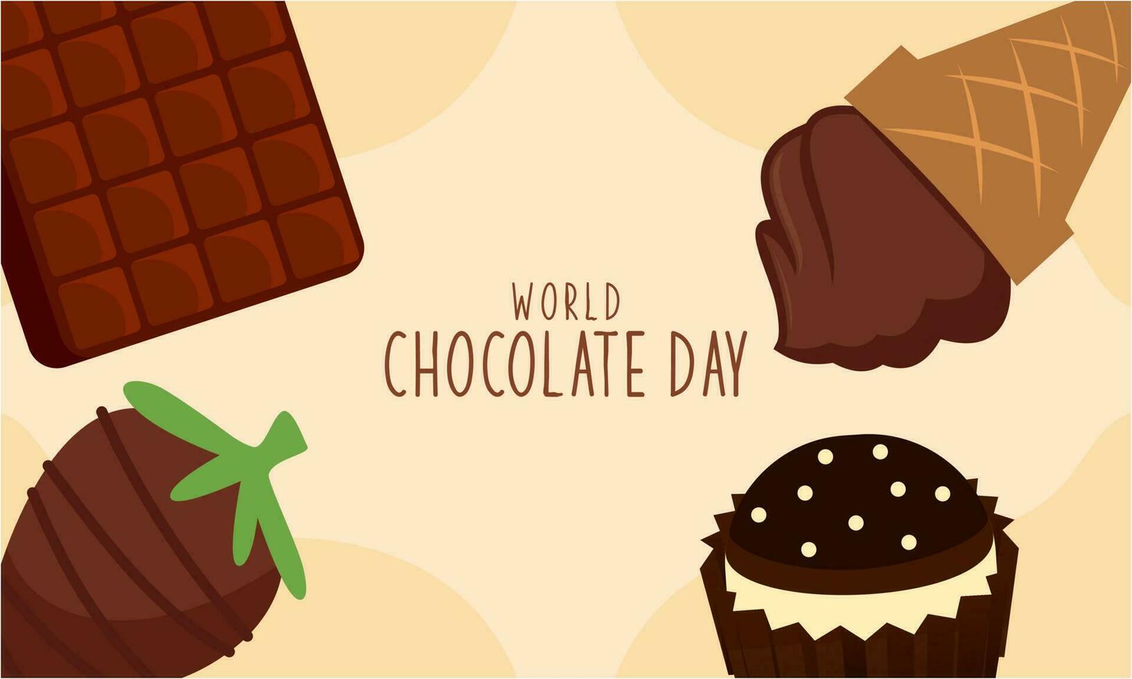 Lycklig värld choklad dag illustration med choklad logotyp vektor