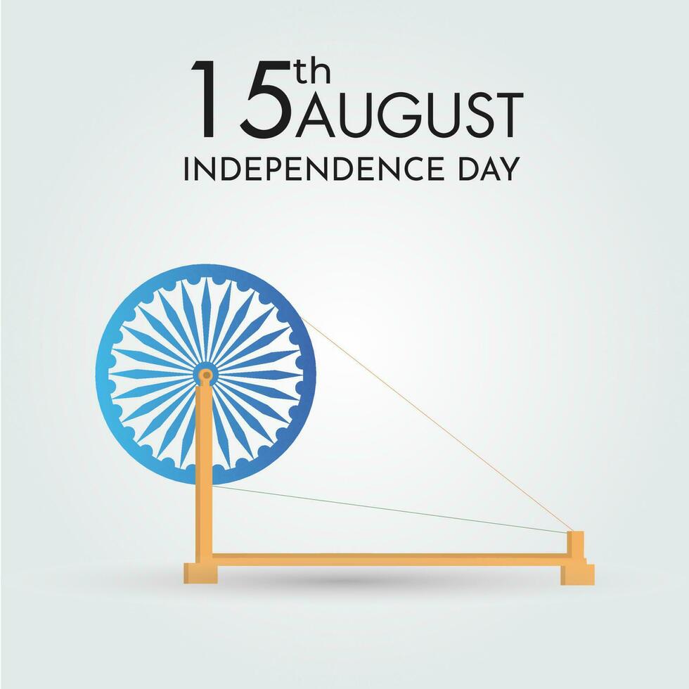15:e augusti, Lycklig oberoende dag affisch design med spinning ashoka hjul illustration för firande begrepp. vektor