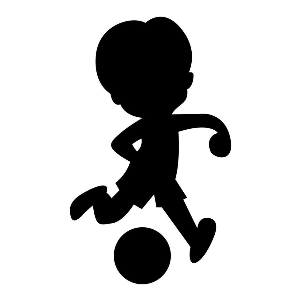 wenig Junge Logo spielen Ball Silhouette Stil vektor