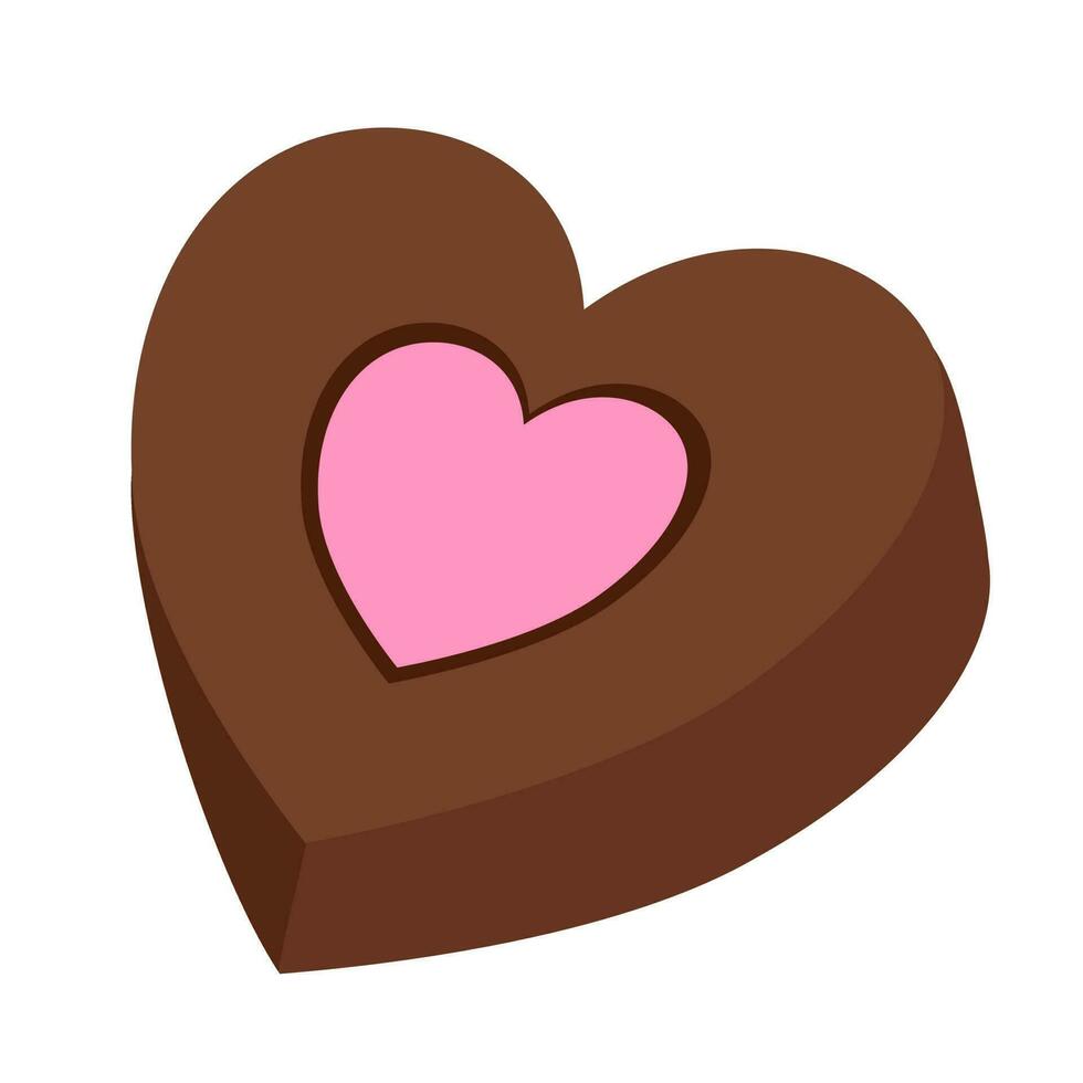 hjärta formad choklad dekorera de ansikte med en söt liten rosa hjärta. vektor