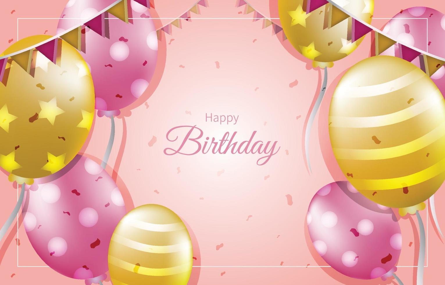 Alles Gute zum Geburtstag mit Gold und rosa Dekoration Hintergrundschablone vektor