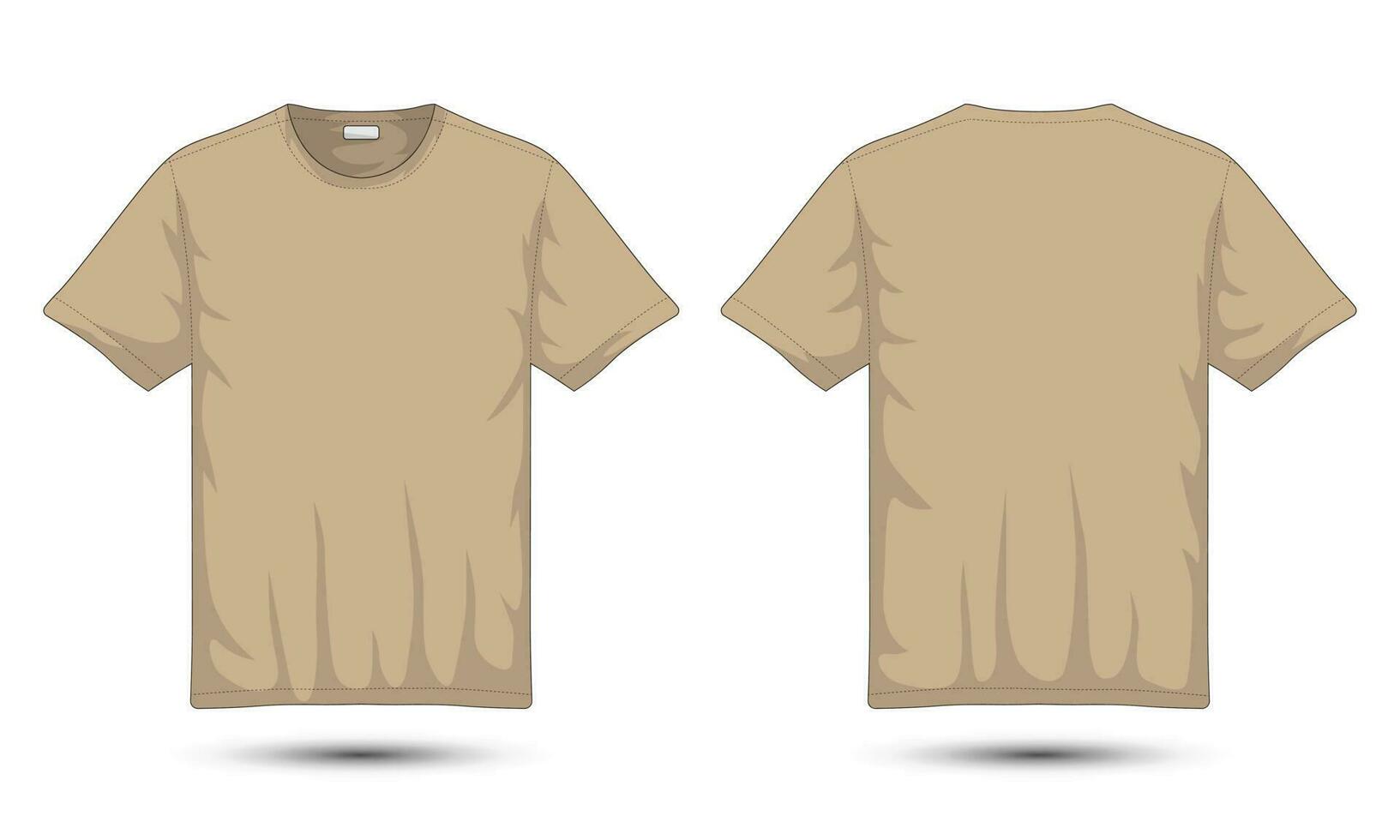 braun oder Beige Kurzarm T-Shirt Vorderseite und zurück vektor