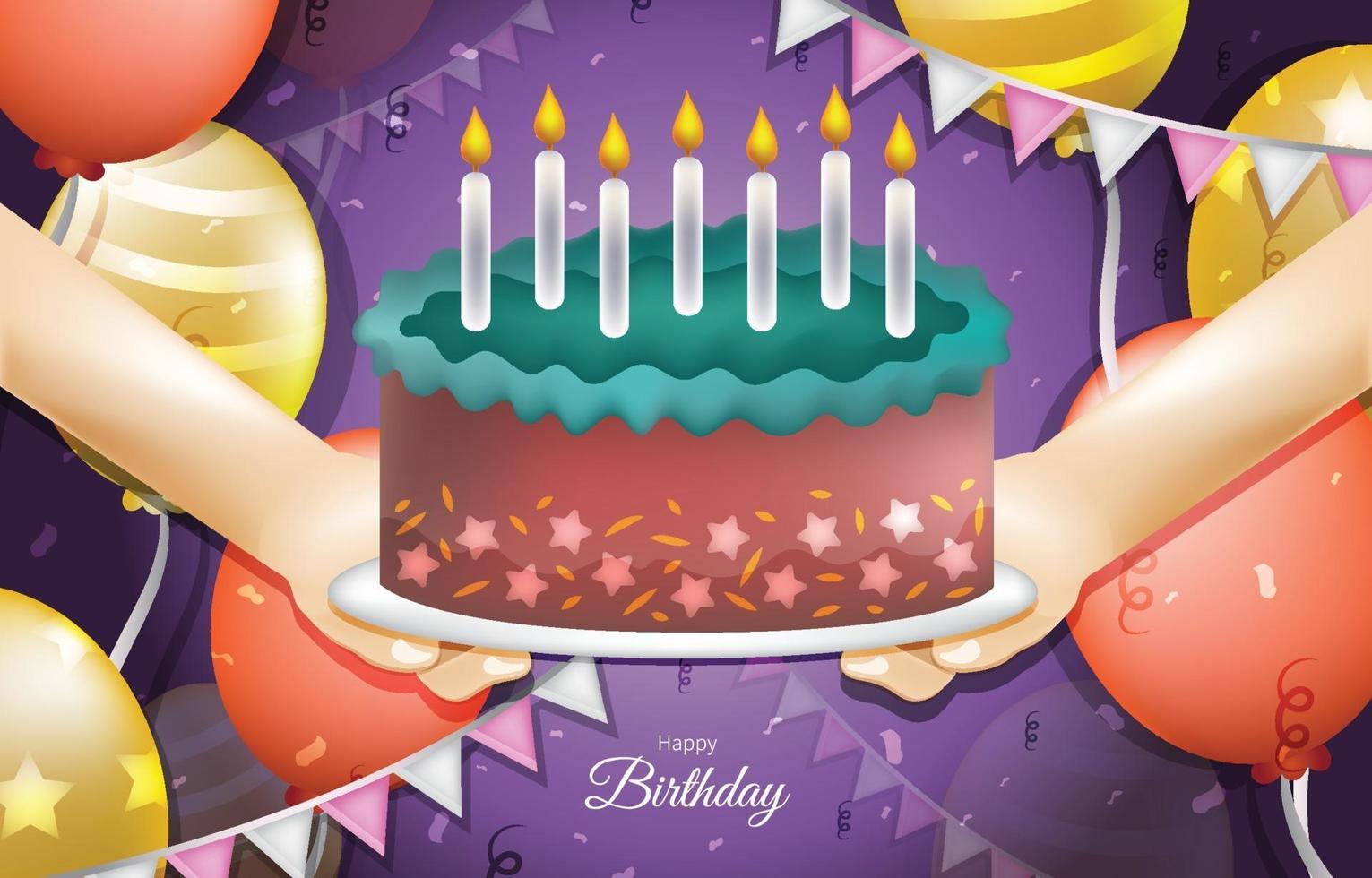 Alles Gute zum Geburtstag mit Kuchen und Luftballons vektor