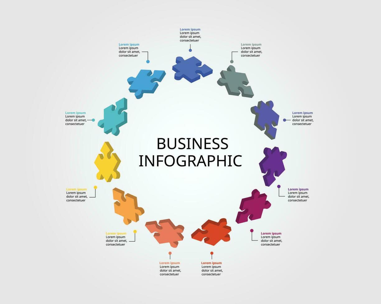 kontursåg pussel förbindelse mall för infographic för presentation för 11 element vektor