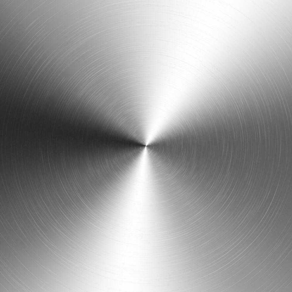 Silber metallisch radial Gradient mit Kratzer. Titan, Stahl, Chrom, Nickel vereiteln Oberfläche Textur Wirkung. Vektor Illustration