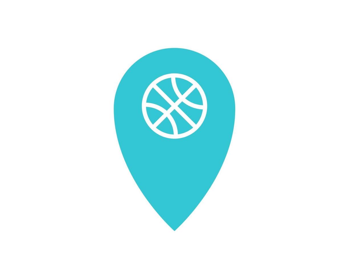 blaue Position mit Basketballball innerhalb des Symbols lokalisiert auf weißem Hintergrund.icon in der Farbe. Vektorillustration vektor