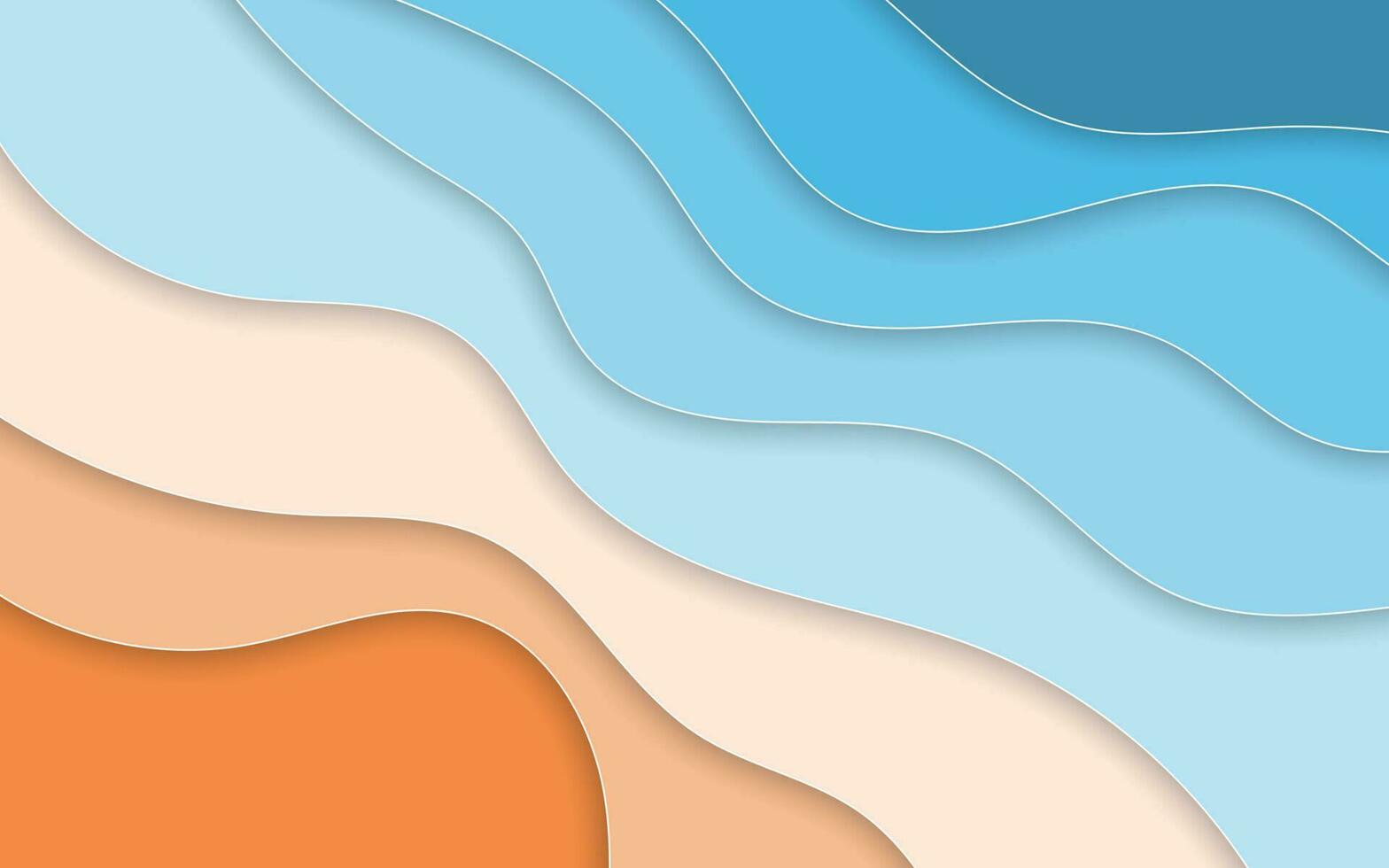 sommar tid. papper skära stil blå hav och strand sommar bakgrund med ram. vektor illustration