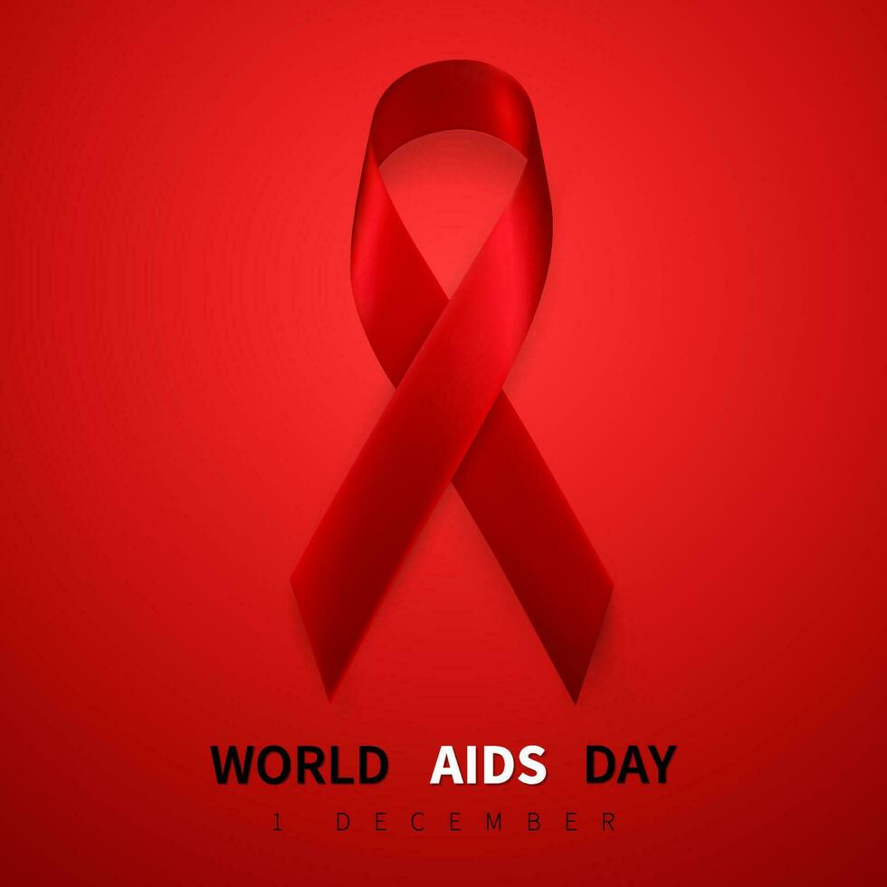 värld AIDS dag symbol, 1 december. realistisk röd band symbol. medicinsk design. vektor illustration