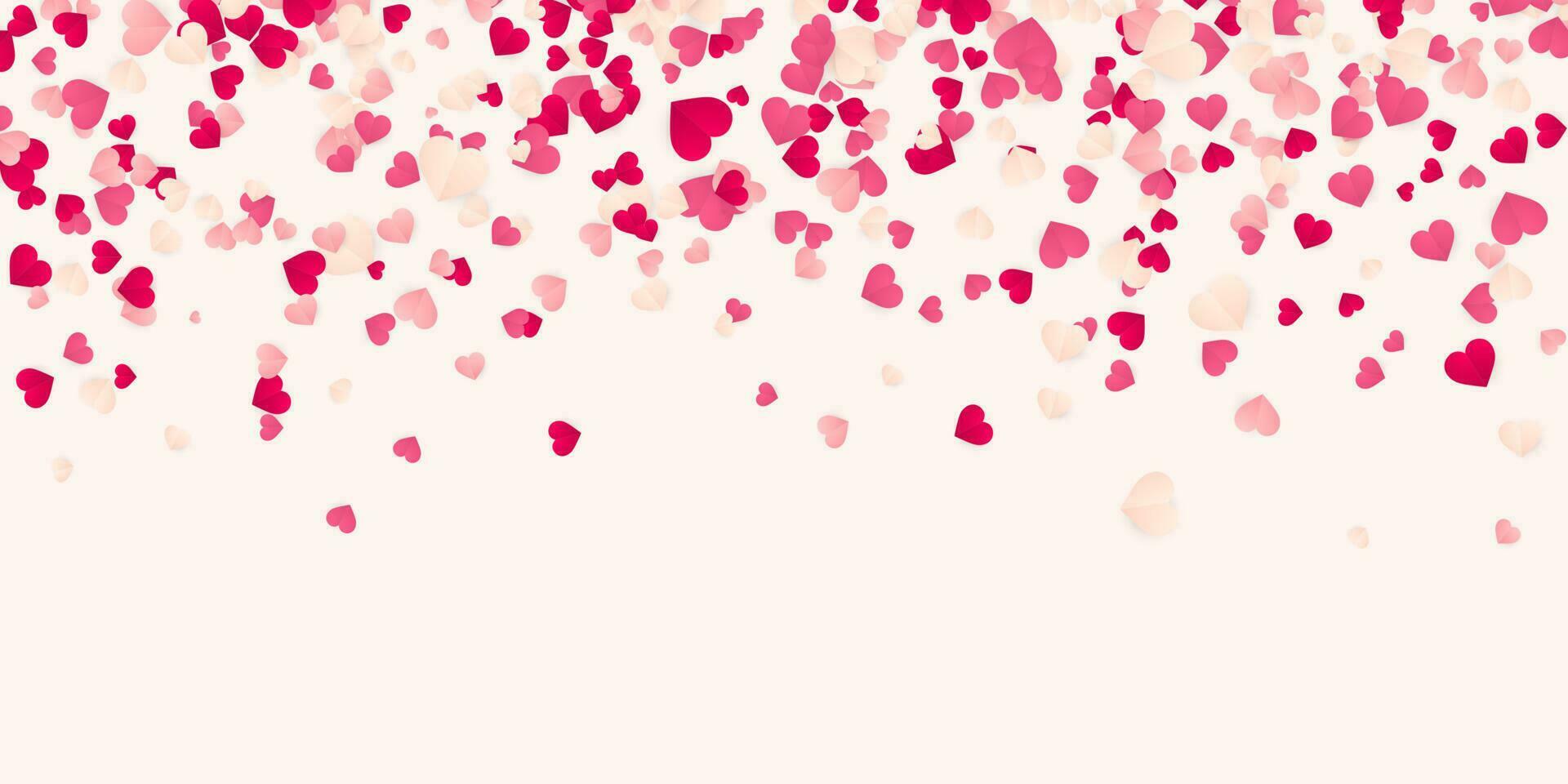 glücklich Valentinsgrüße Tag Hintergrund, Papier Rot, Rosa und Weiß Herzen Konfetti. Vektor Illustration
