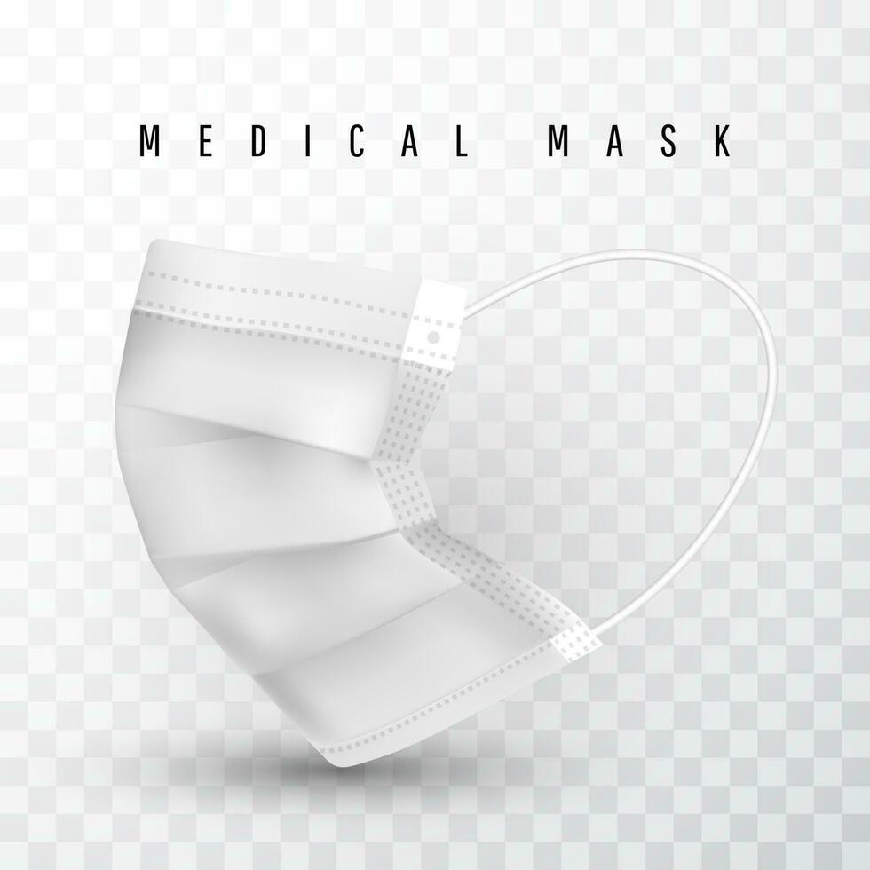 realistisk medicinsk ansikte mask. detaljer 3d medicinsk mask. vektor illustration