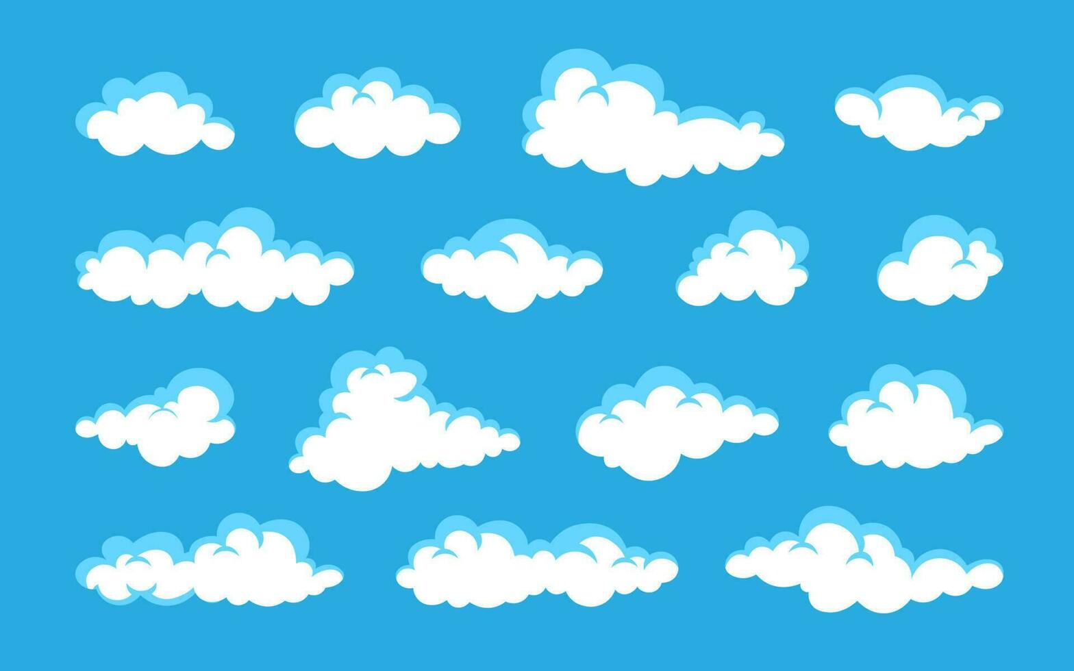 moln. abstrakt vit grumlig uppsättning isolerad på blå bakgrund. vektor illustration