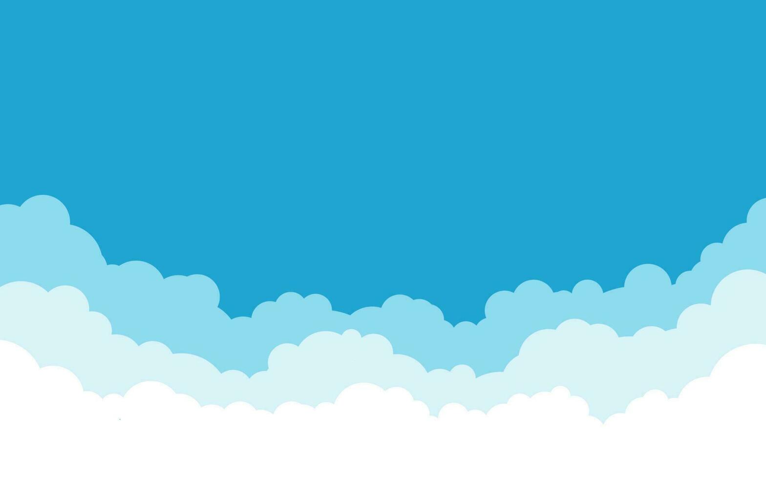 Blau Himmel mit Weiß Wolken Hintergrund. Karikatur eben Stil Design. Vektor Illustration