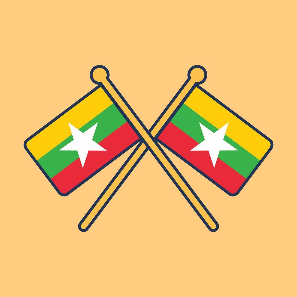 myanmar flagga ikon illustration vektor