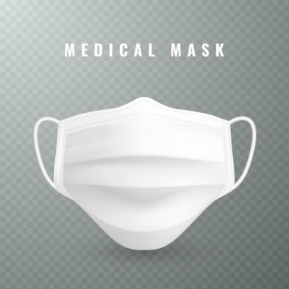 realistisk medicinsk ansikte mask. detaljer 3d medicinsk mask. vektor illustration