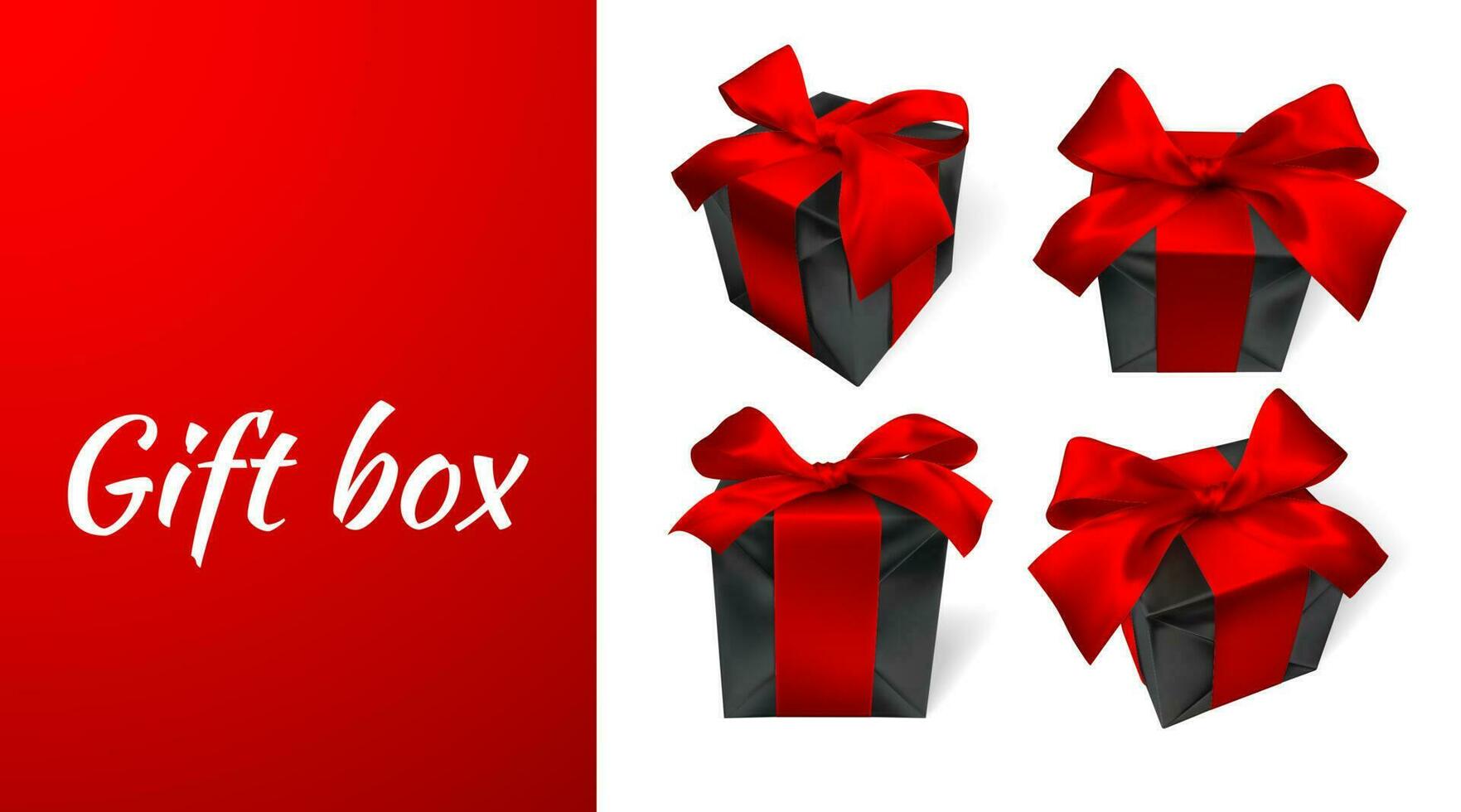 realistisch Geschenk Box mit rot Bogen isoliert auf Weiß Hintergrund. Vektor Illustration