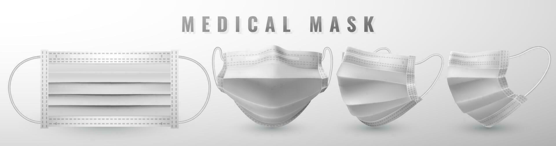 realistisch medizinisch Gesicht Maske. Einzelheiten 3d medizinisch Maske. Vektor Illustration