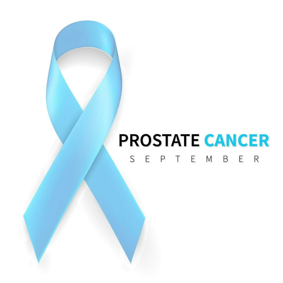 prostata cancer medvetenhet månad. realistisk ljus blå band symbol. medicinsk design. vektor illustration