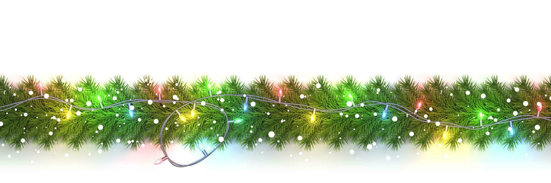 festlig jul eller ny år krans. jul träd grenar. högtider bakgrund. vektor illustration