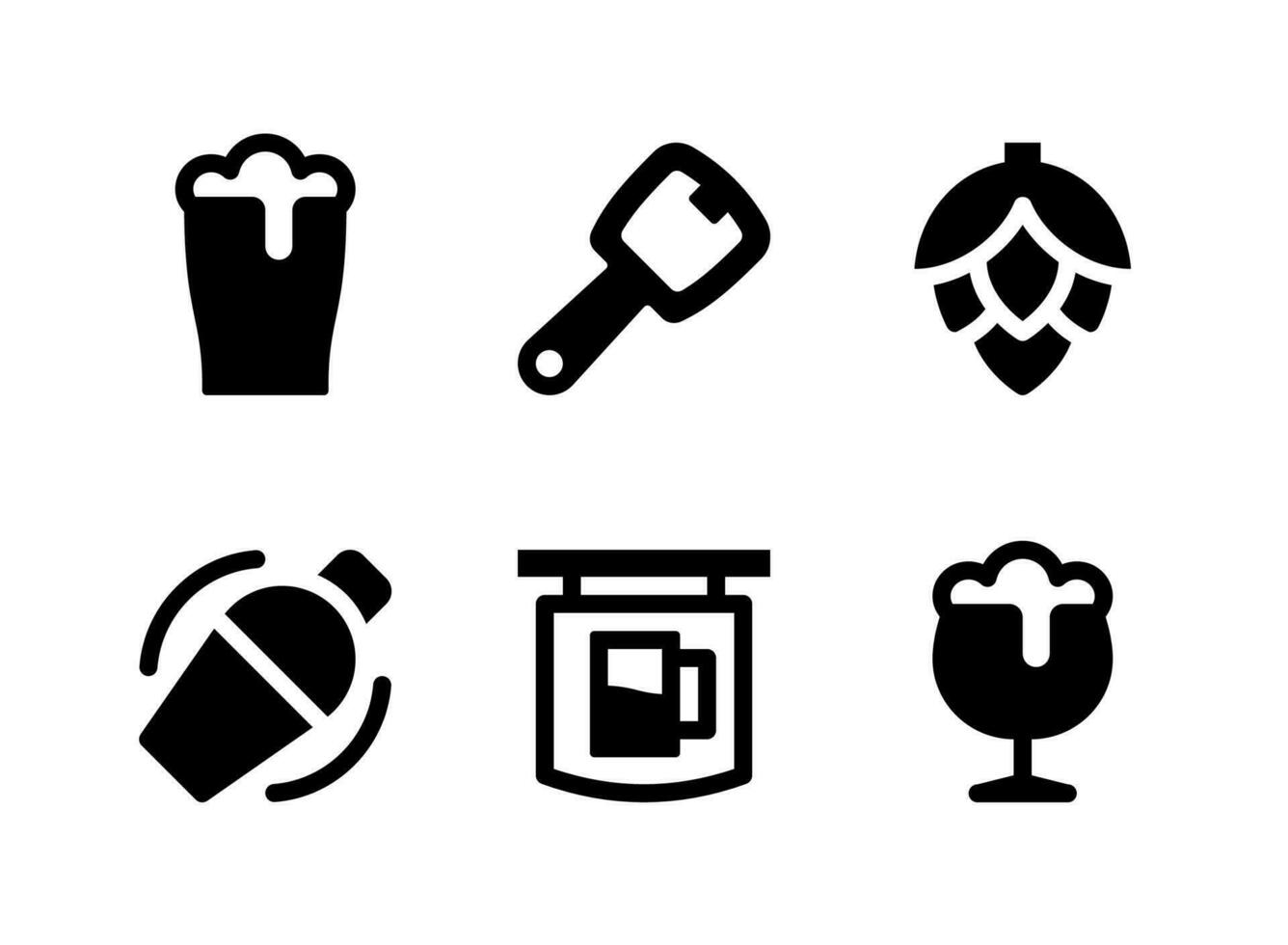 enkel uppsättning öl relaterade vektor fasta ikoner