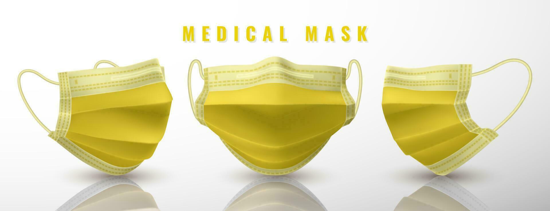 realistisch medizinisch Gesicht Maske. Einzelheiten 3d medizinisch Maske. Vektor Illustration