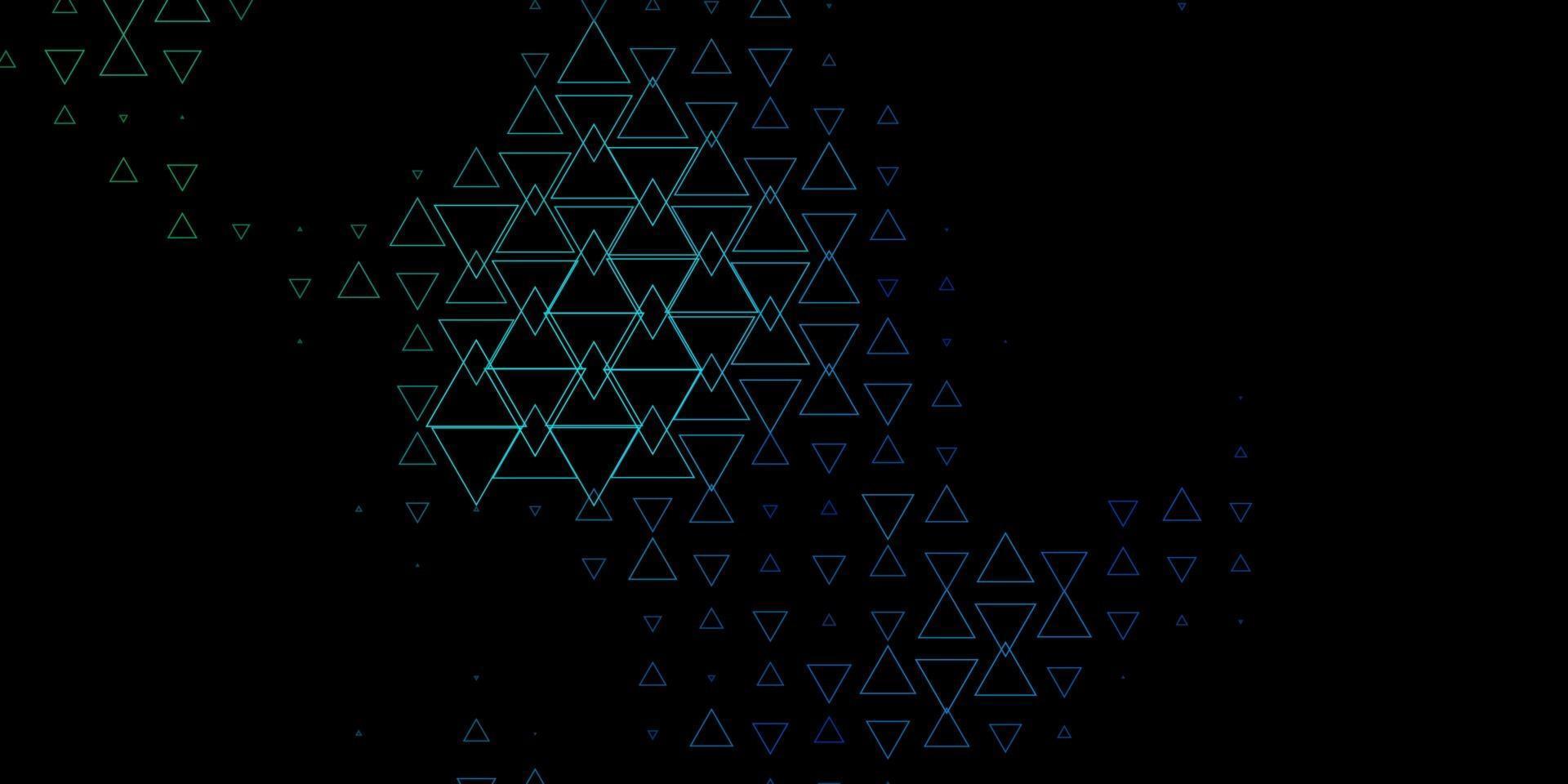 mörkblått, grönt vektormönster med linjer, trianglar. vektor