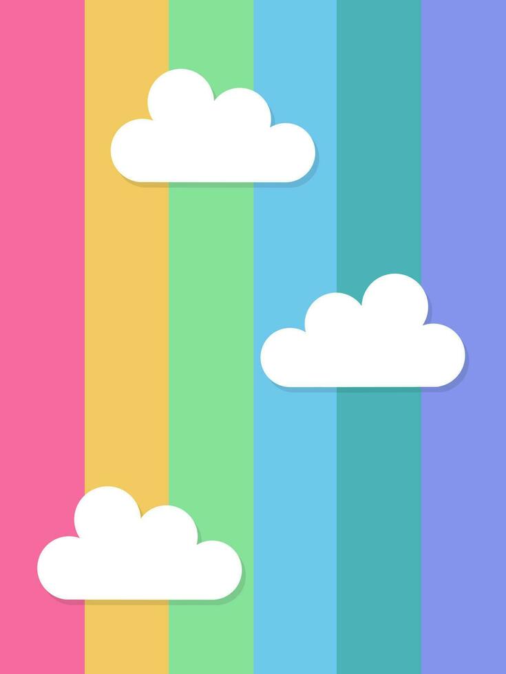 Weiß Wolken auf das Hintergrund von das Regenbogen. Regenbogen Hintergrund. einfach eben Vektor Illustration.