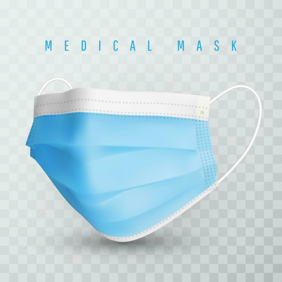 realistisk medicinsk ansikte mask. detaljer 3d medicinsk mask. vektor illustration