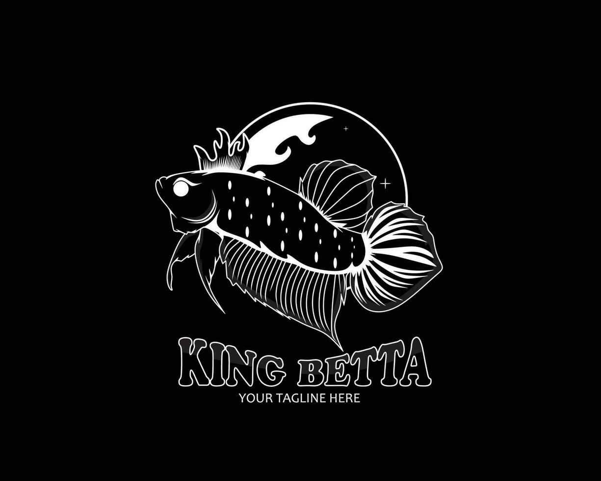 kung betta fisk logotyp design ikon vektor