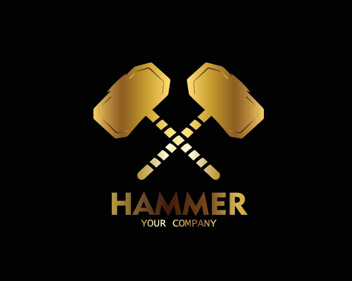 hammare logotyp i guld Färg vektor