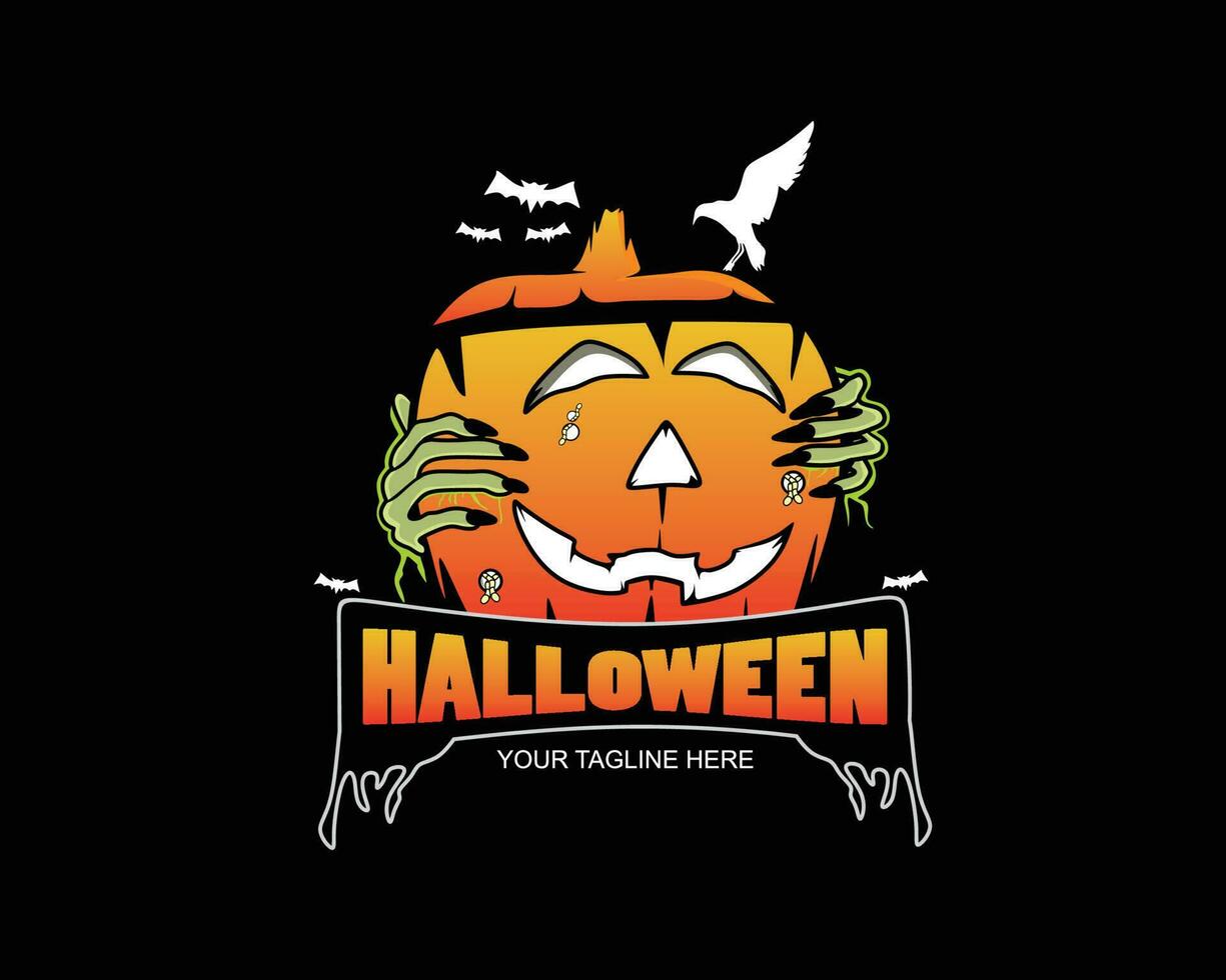 Halloween Party, gezeichnet Halloween Symbole Kürbis vektor