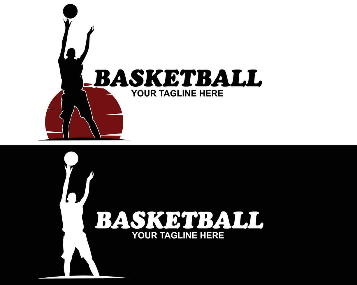 basketboll logotyp silhuett samling uppsättning vektor