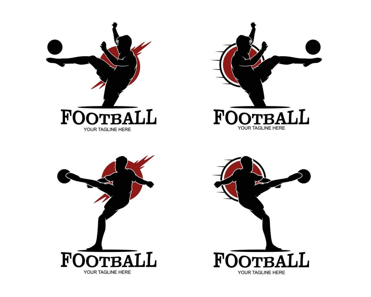 Fußball Logo Silhouette Sammlung einstellen vektor