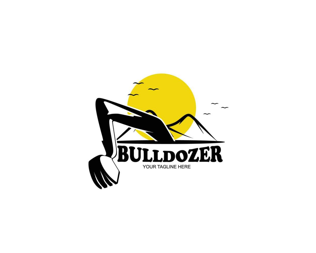 bulldozer logotyp årgång design vektor