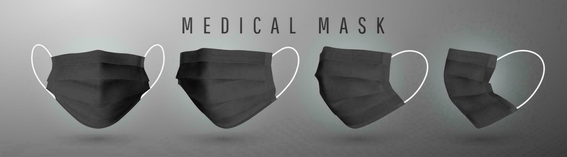 realistisk medicinsk ansikte mask. detaljer 3d medicinsk mask. vektor illustration