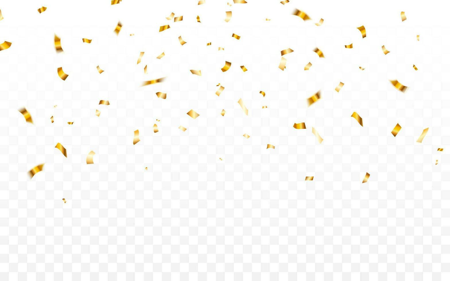 guld konfetti. firande karneval faller skinande glitter konfetti i guld Färg. lyx hälsning kort. vektor illustration