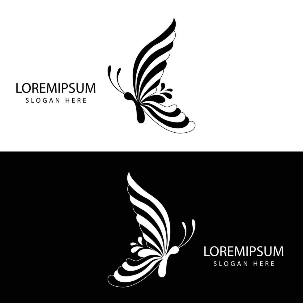 kreativ svart och vit Färg fjäril logotyp design mall. vektor