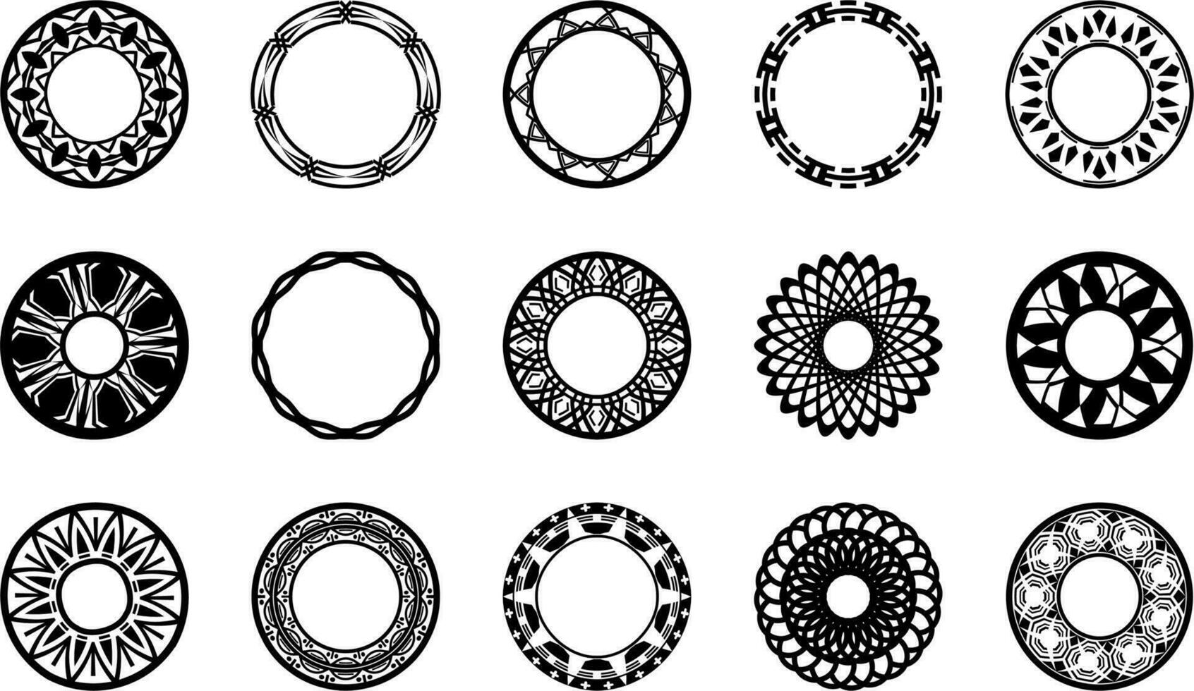 fünfzehn dekorativ runden Frames vektor