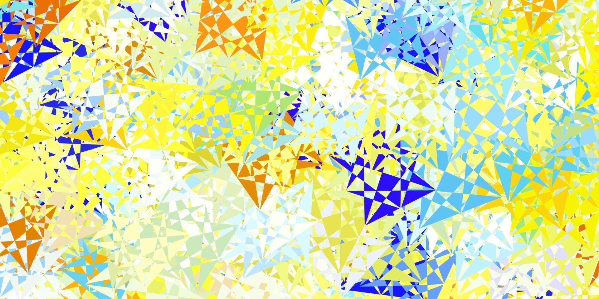 hellblaues, gelbes Vektormuster mit polygonalen Formen. vektor