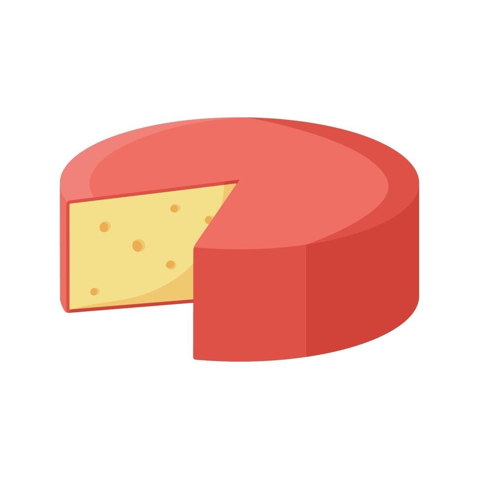 gult och rött skivat ost isolerad ikon på vit bakgrund vektor